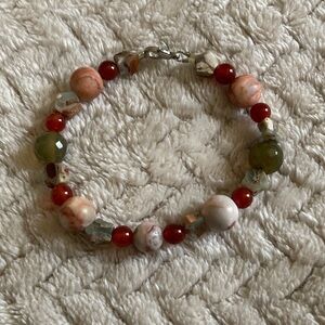 Handmade Elegant Red/Earth Tones Beaded Bracelet